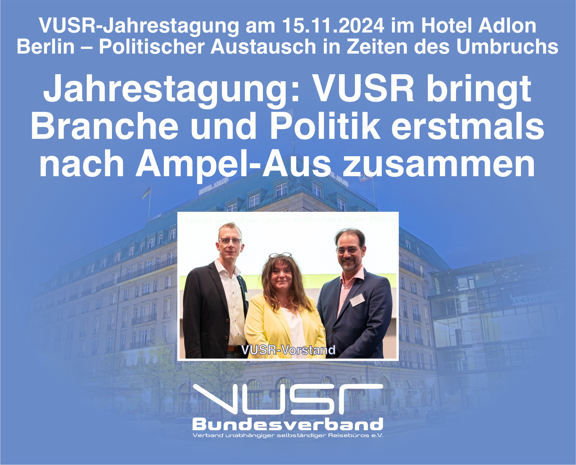 Jahrestagung: VUSR bringt Branche und Politik erstmals nach Ampel-Aus zusammen